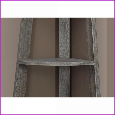 Corner Bookshelf, 5 Tier 71"H Modern | Taupe | Particle Board