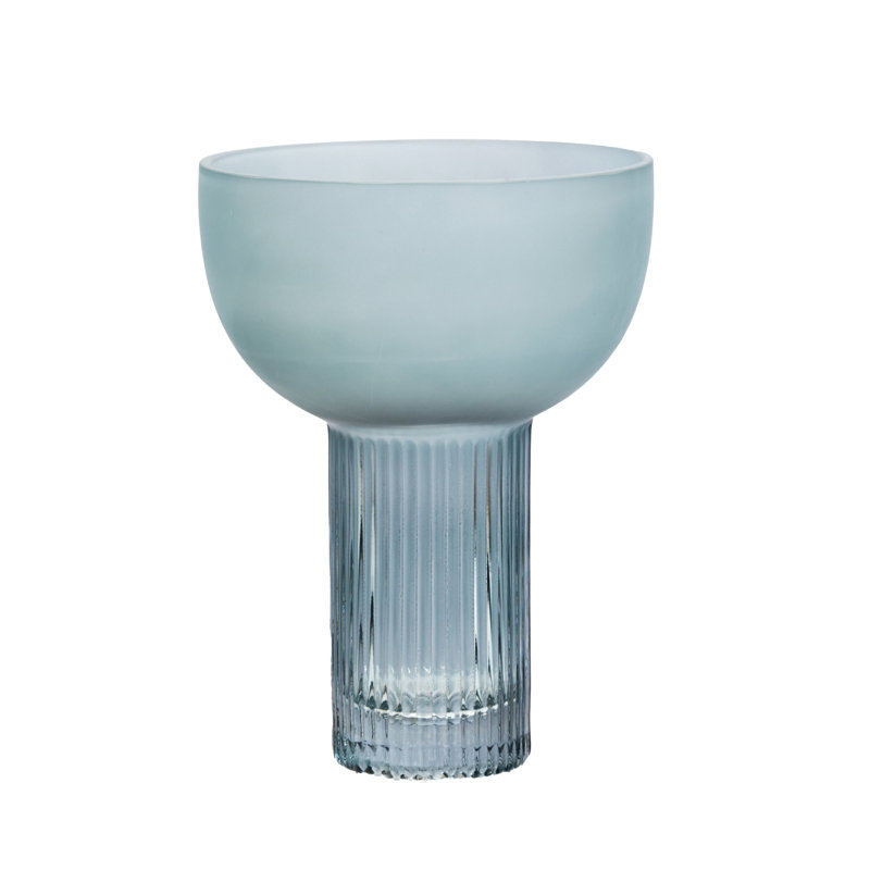 Demekia Glass Table Vase, Blue, 20cm H x 15cm W x 15cm D