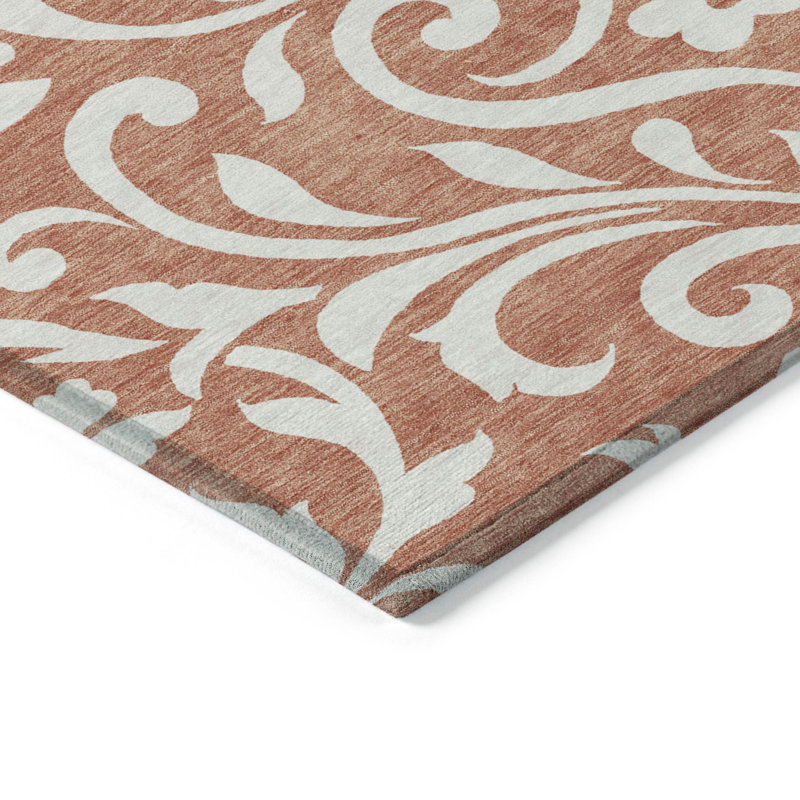 Malek Washable Floral Indoor / Outdoor Rug, Rectangle 10' x 14'