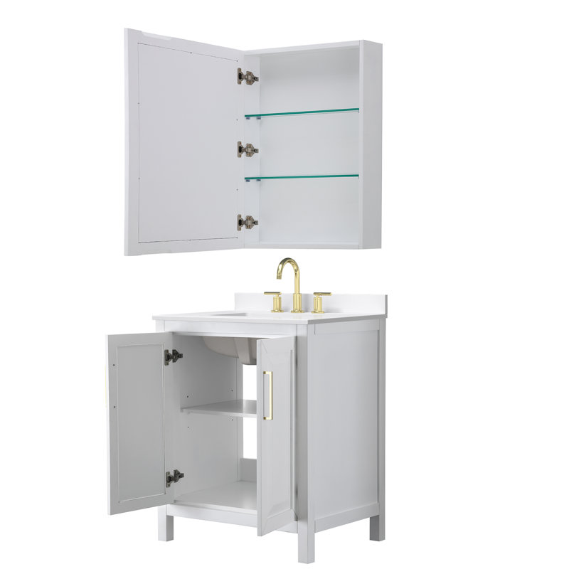 Daria 30'' W Vanity, Giotto Quartz, White, Brushed Gold