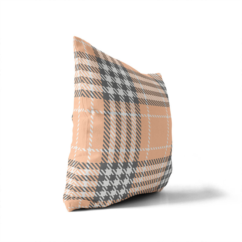 Coussin extérieur Christopher's, H 16 po x l 16 po, Pêche / carreauté orange 5
