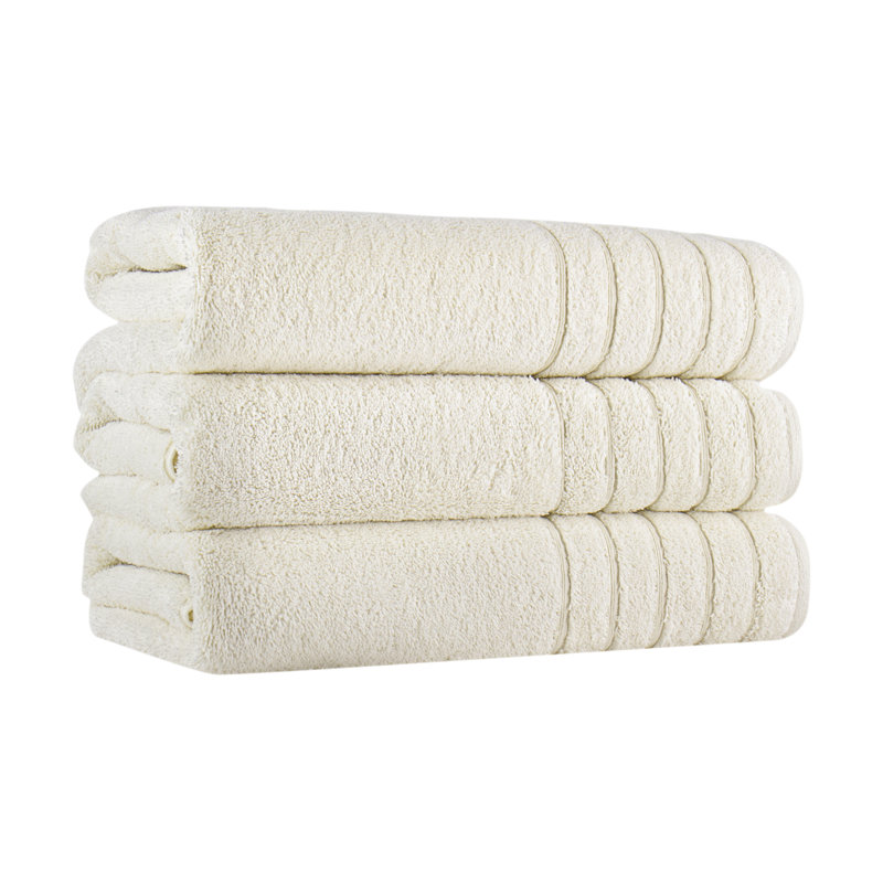 Shantae 56" L x 30" W 3-Piece Cotton Bath Towel Set, Ivory