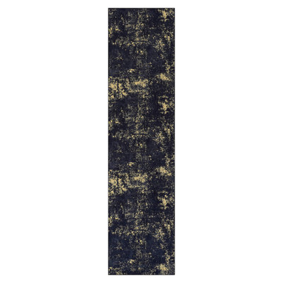 Low-pile Area Rug - Washable, Stain , For Bedroom, Living Room (black + Gold, 2'6'' X 10' Non-slip , Room,