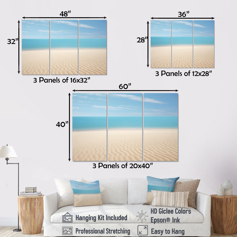 Ensemble de salon Coastal Hush Dreaming Beach Sand - Coastal Wall Art, H 28 po x l 36 po x P 1 po, Toile tendue
