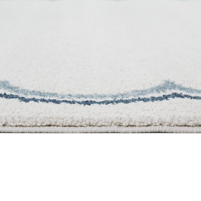Tapis à bordure moderne crème Hildegard, Rectangle 5 pi 3 po x 7 pi