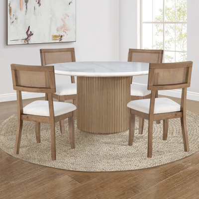 Fiammetta Colvin 52" Round Marble Table With Chairs