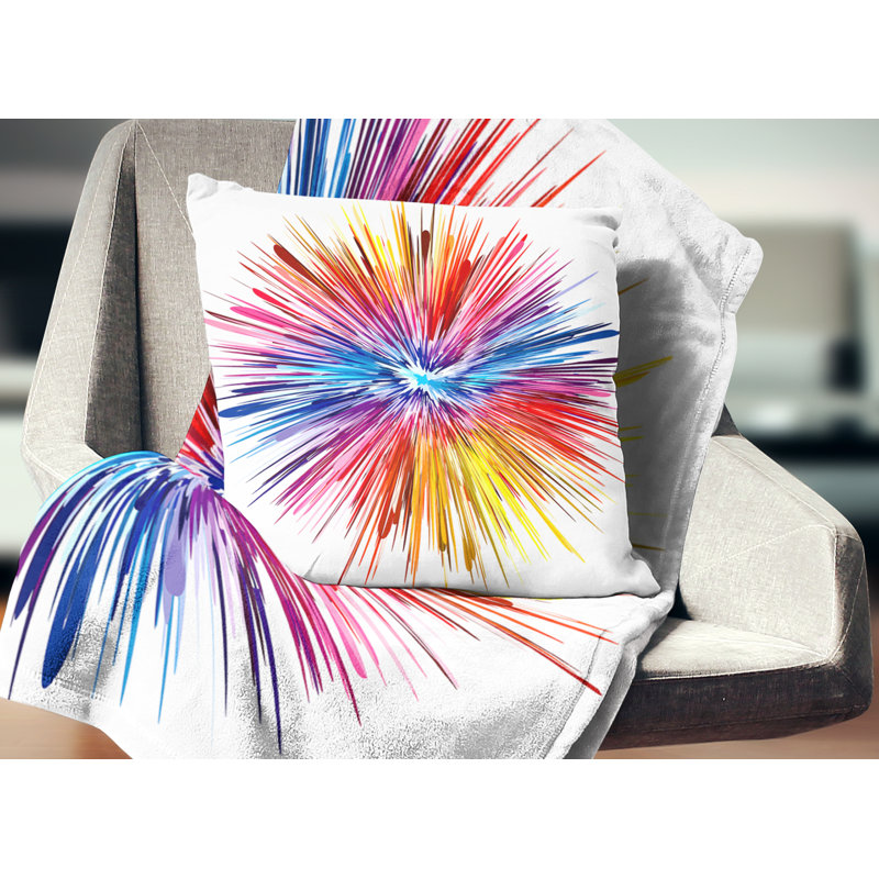 Color Explosion - Coussin décoratif à imprimé abstrait, 18 po x 18 po, Carré