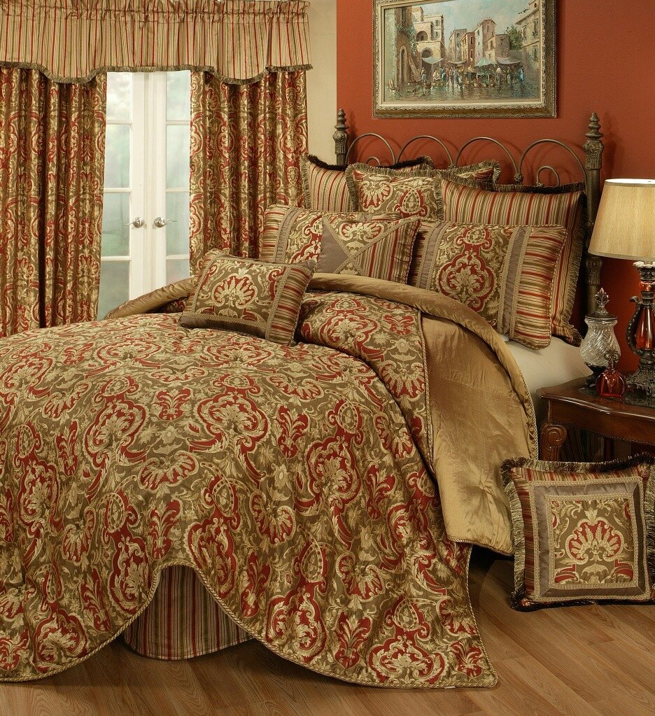 Austin Horn Classics Botticelli Damask Scalloped 54'' W Window Valance ...