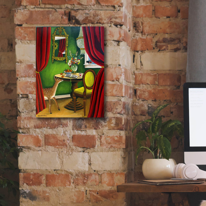 «Deer» par Catherine A Nolin, art mural sur toile, H 16 po x l 12 po x P 0,75 po