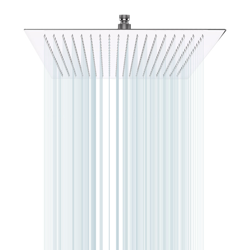16 Inch Rain Shower Head, Square Ultra Thin 304 Stainless Steel High Pressure Shower Head,, Chrome
