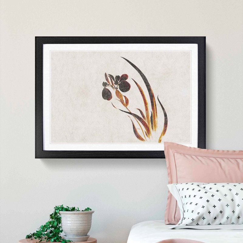 Iris Flower by Shibata Zeshin - Framed Print, 27cm H x 36cm W x 2cm D, Black Framed