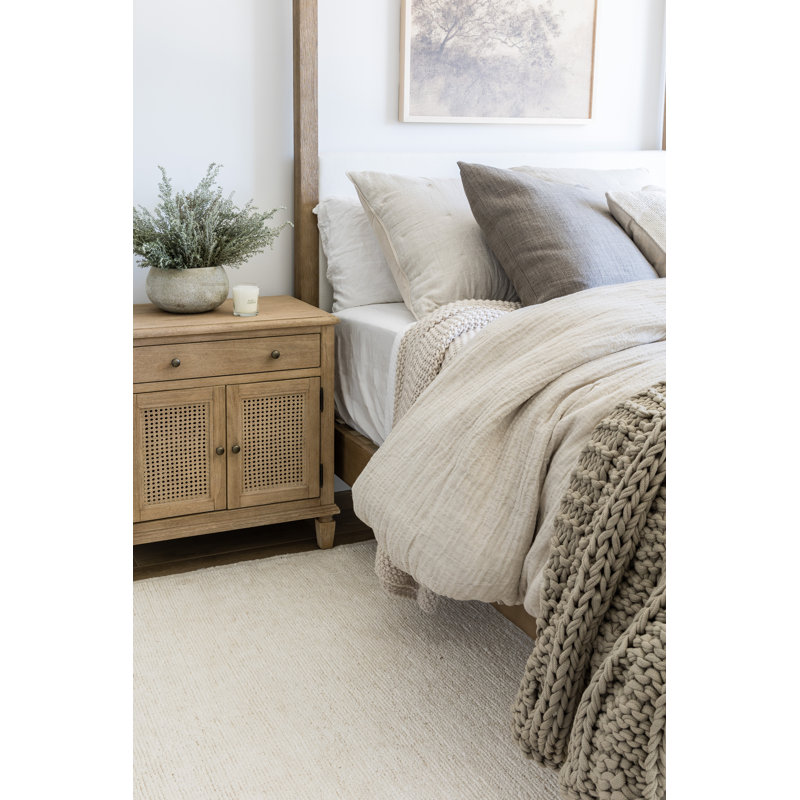 Linen Area Rug in Ivory, Rectangle 6'3" x 9'