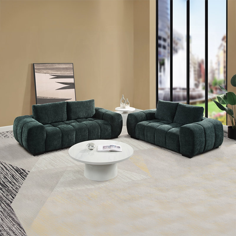 Causeuse en chenille verte Ferrand