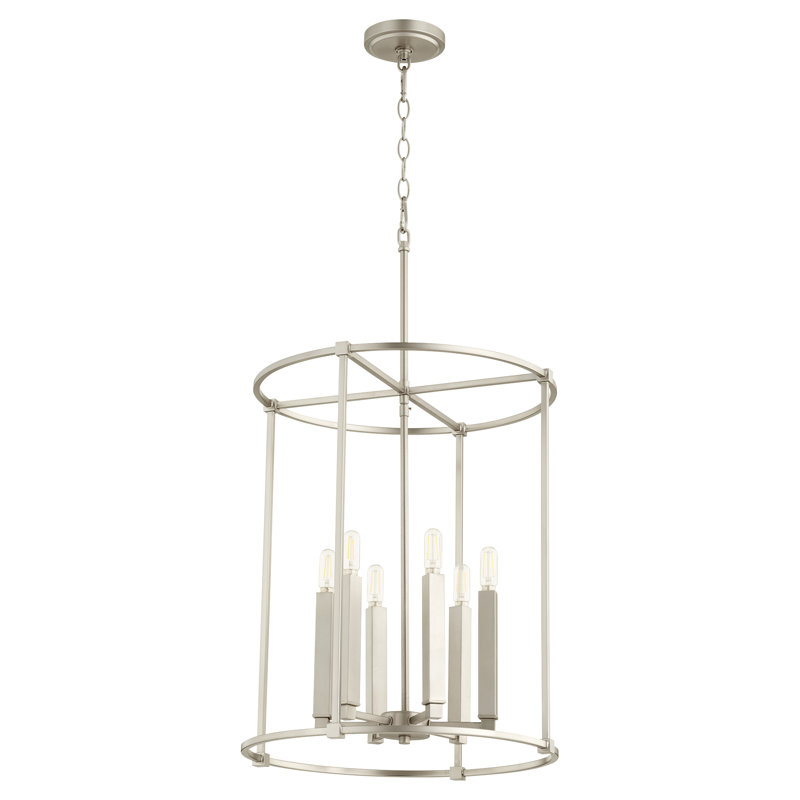 Lustre géométrique à 6 lumières Analie, Nickel satiné