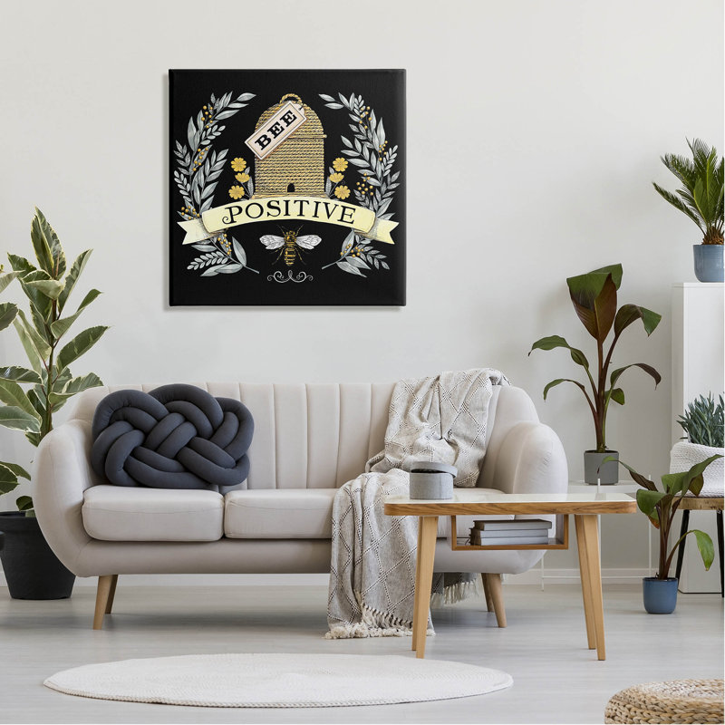 «Bee positive vintage hive», estampe numérique par Deb Strain, H 30 po x l 30 po x P 1,5 po, Toile tendue