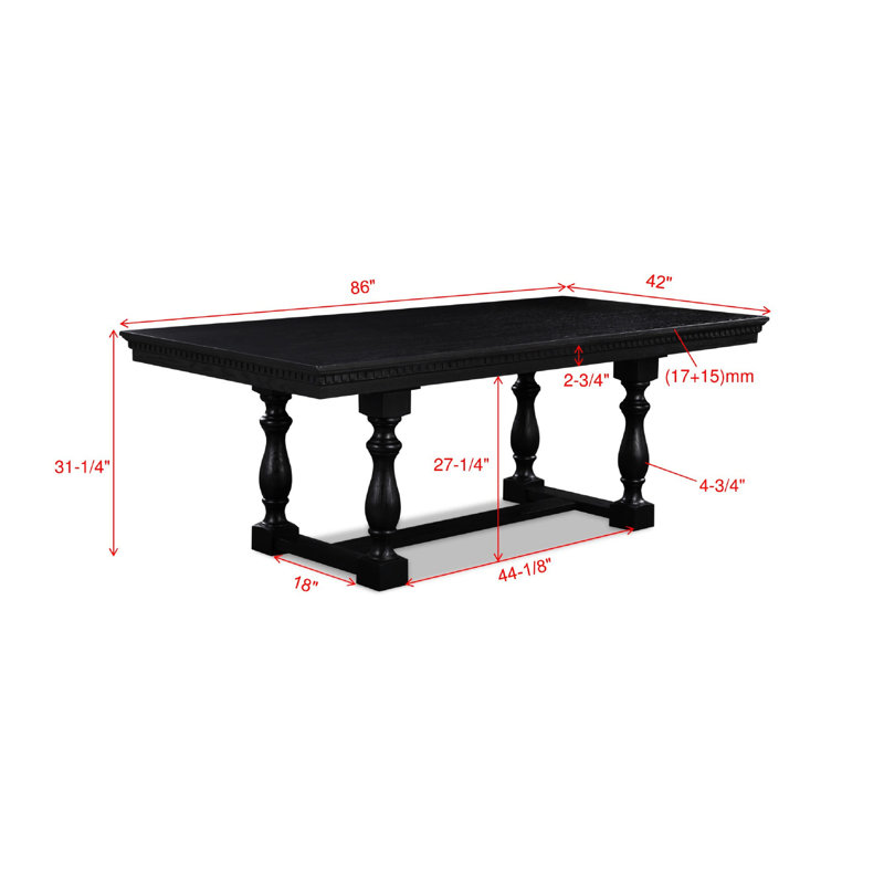 Table de salle à manger rectangulaire en bois massif, conception rustique avec base à tréteaux, teinte foncée, 6 sièges rectangulaires, ton, pieds