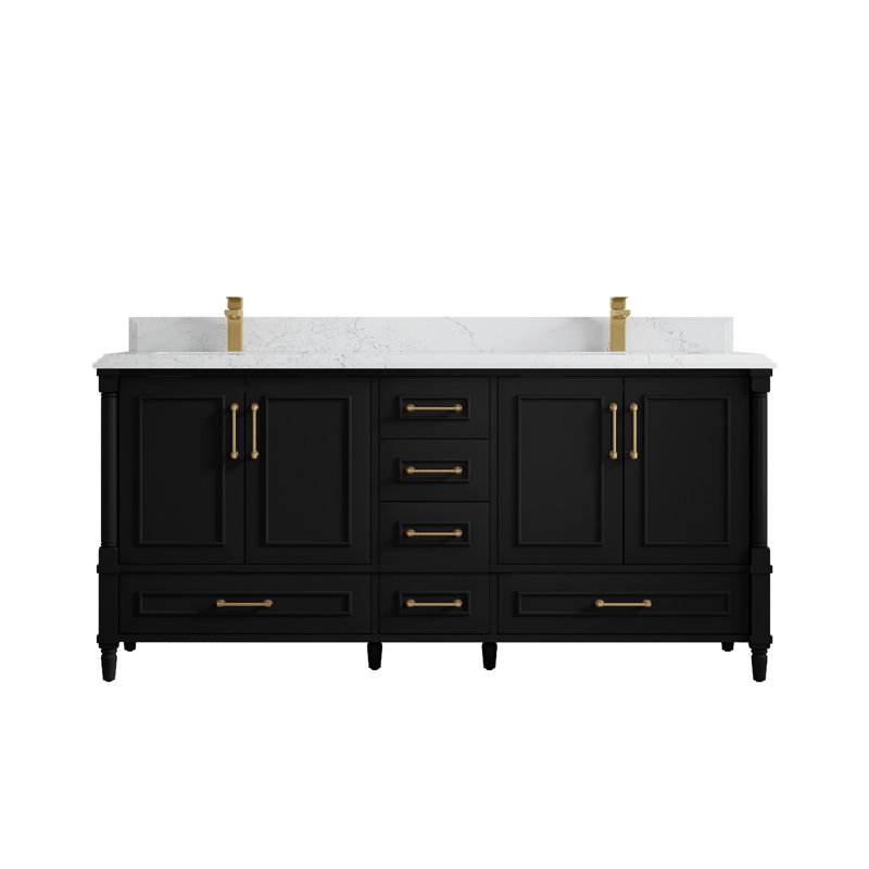 Meuble-lavabo à double cuve l 72 po x P 22 po x H 36 po Aberdeen, Empira blanc