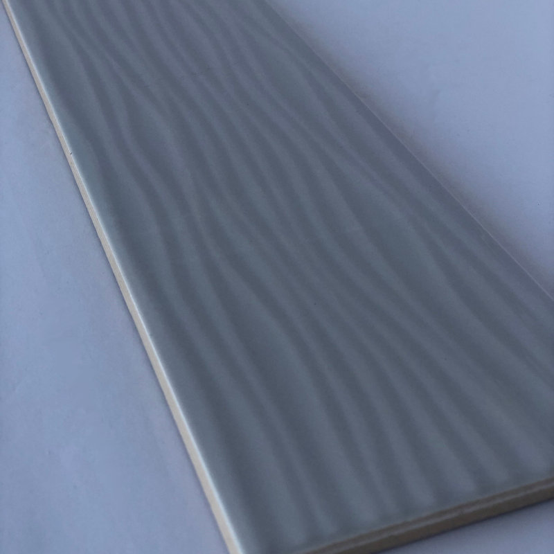 San Marco 4" x 10" Ceramic Subway Tile, Stream Pattern, Mist