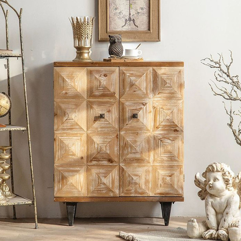 Zen-Style Cedar Wood Carved Storage Special Cabinet