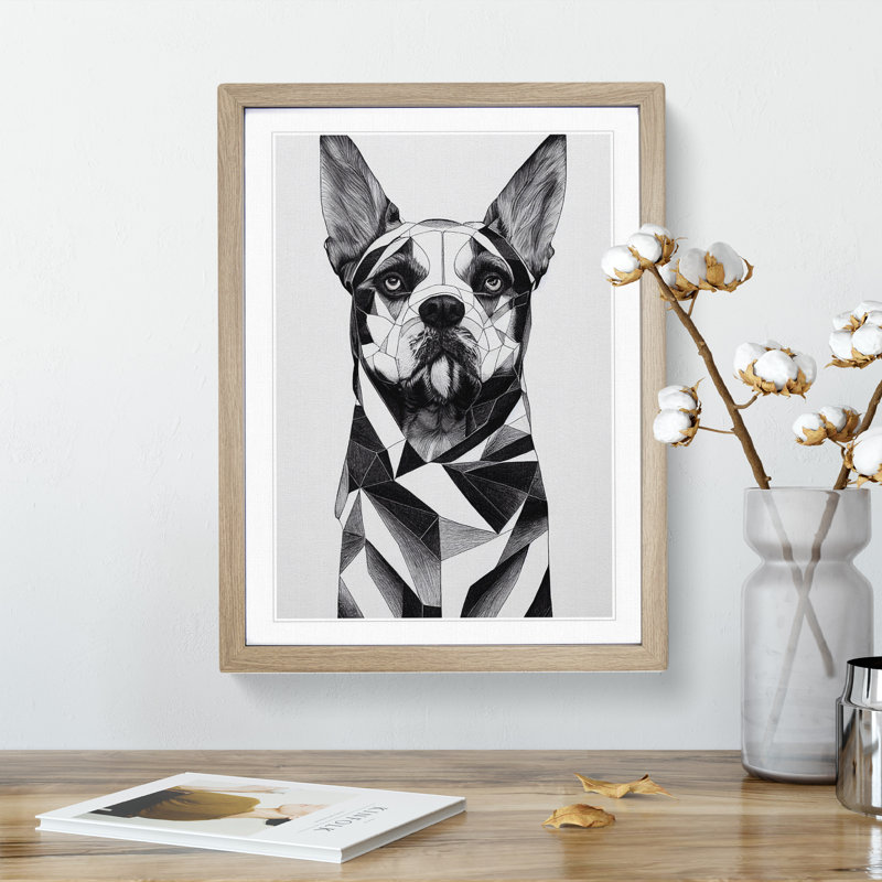 Deluxe Dog Abstract - Framed Print, 64cm H x 46cm W x 2cm D, Oak