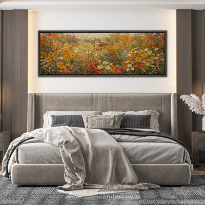 «Colorful Wildflower Meadow Garden Landscape Wall Decor», reproduction d'art sur toile encadrée