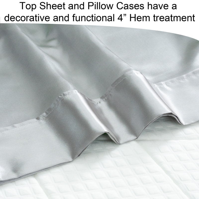 Smooth Satin BedTite Tight Grip Sheet Set, Silver, Full/Double