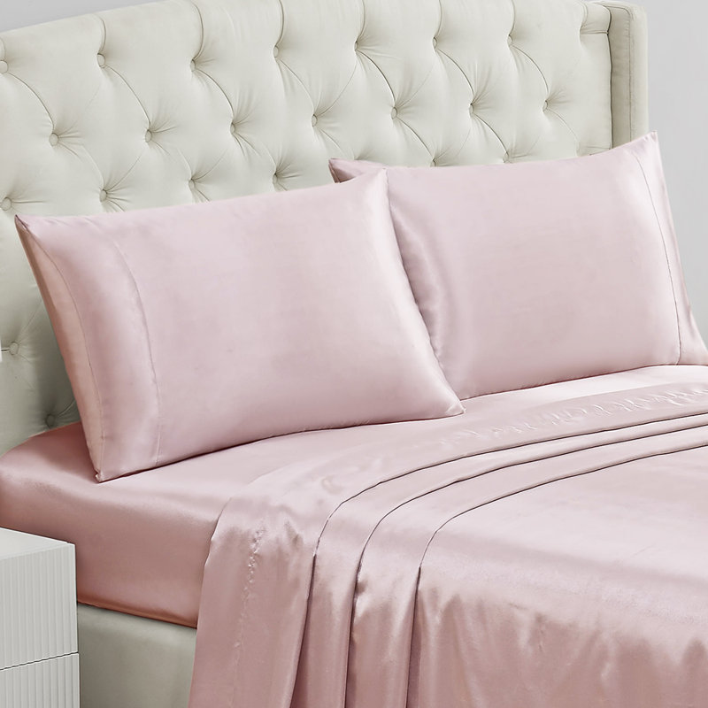 Juicy Couture Silky Satin Pillows Case Sets with Envelope Closure, Queen Pillowcase, Pink