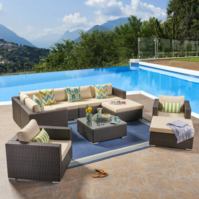 Jossif 7 - Person Patio Conversation Set with Cushions