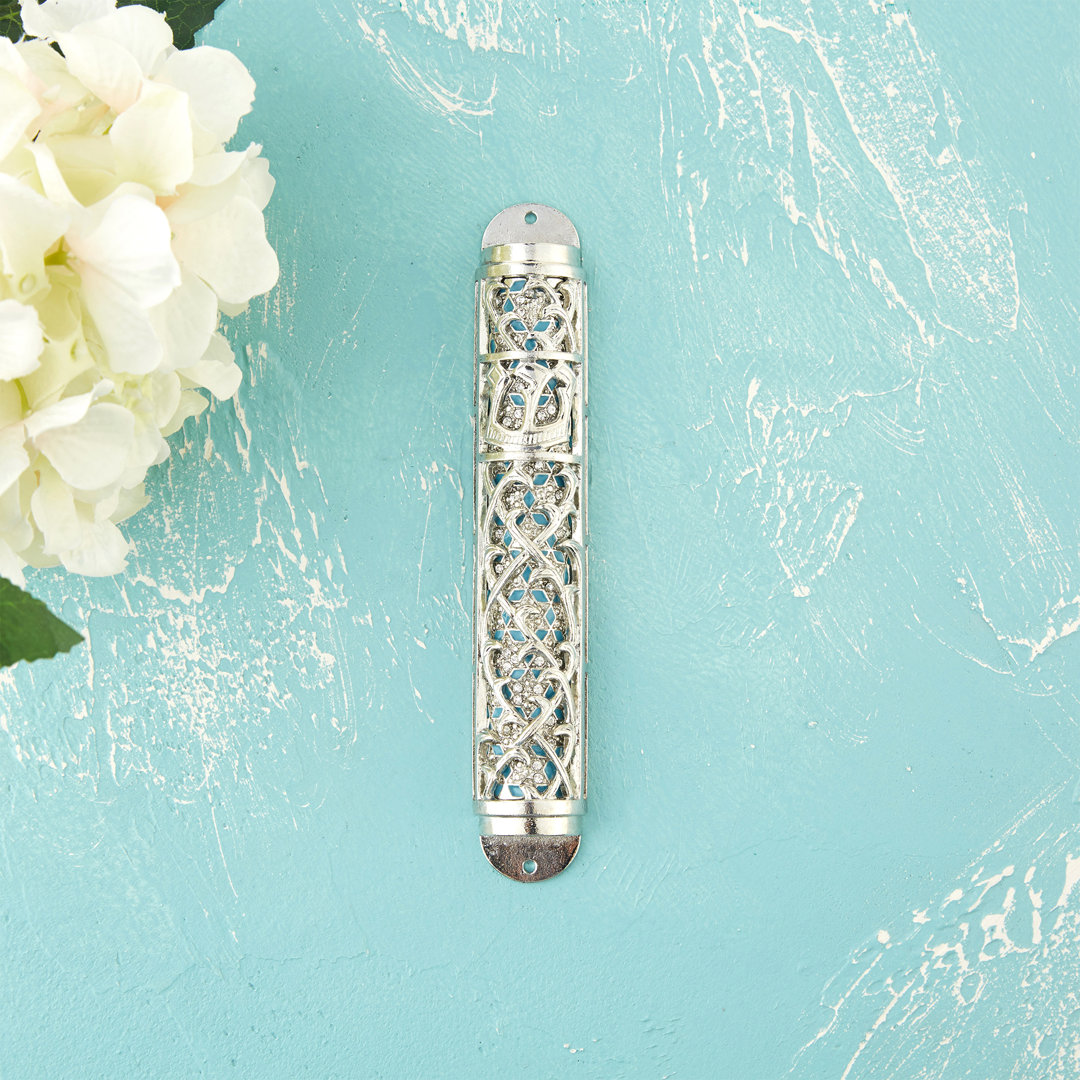 Pewter Mezuzah Matashi Crystal