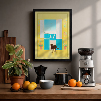 Dog At The Window Modern - Single Picture Frame Print