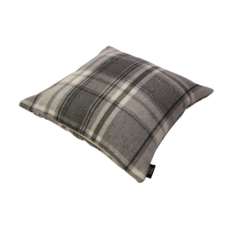 Gaige Plaid Square Cushion, Charcoal