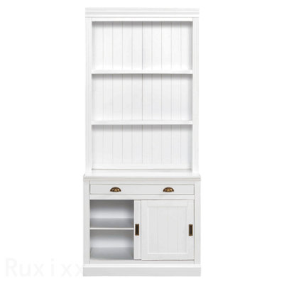 83.4"Tall Bookshelf Suite With Led Lighting Modern Bookcase Suite With Sliding Doors Drawers And Open Shelves Storage Organizer Bookshelf For Living Room Home Office