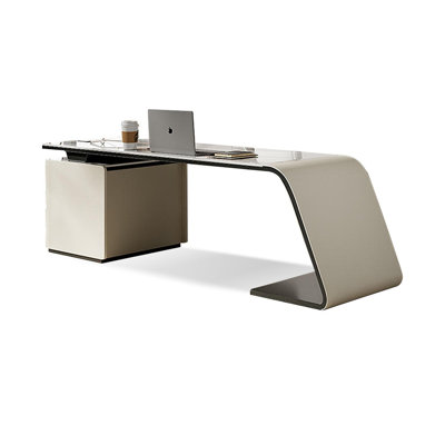 Bureau rectangulaire en pierre + bois manufacturé avec 3 tiroirs
