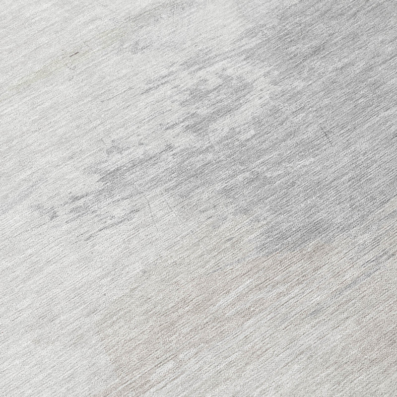 Round 8' Gray and Beige Synthetic Washable Rug