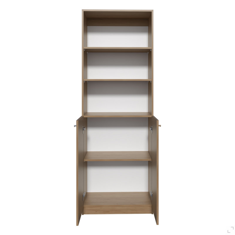 Bibliothèque 2 portes avec tablettes supérieures, Brun