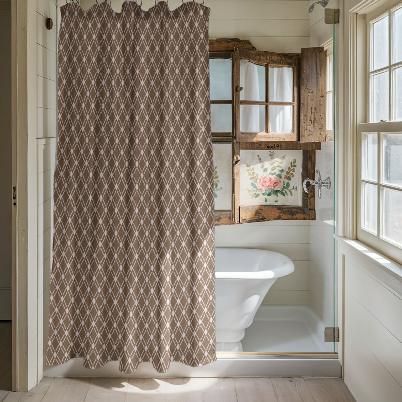 Motif terreux - Rideau de douche Premium, H 74 po x l 71 po