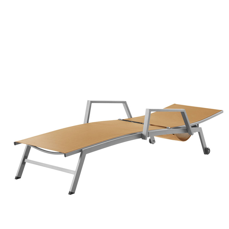 Chaise longue inclinable en métal Cand, Gris, Orange