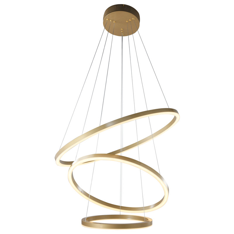 Schaaf Chrome 3 Halo Rings LED Chandelier, Gold