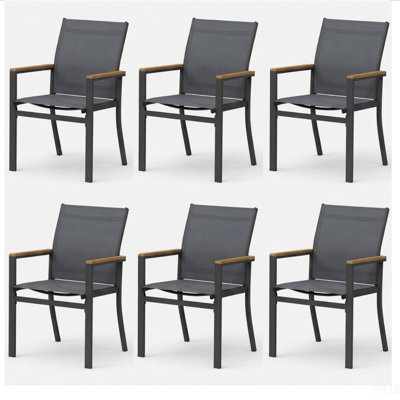Chaise de patio extérieure en aluminium gris - Chaises de patio toutes saisons Textilene