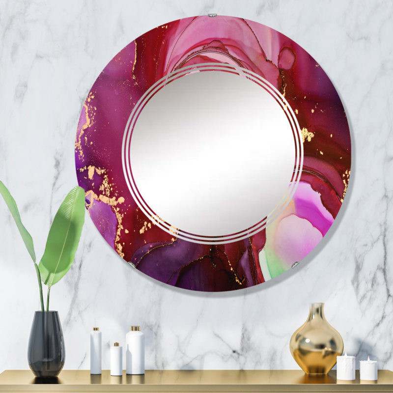 Miroir mural moderne et abstrait brun, 32 po x 32 po