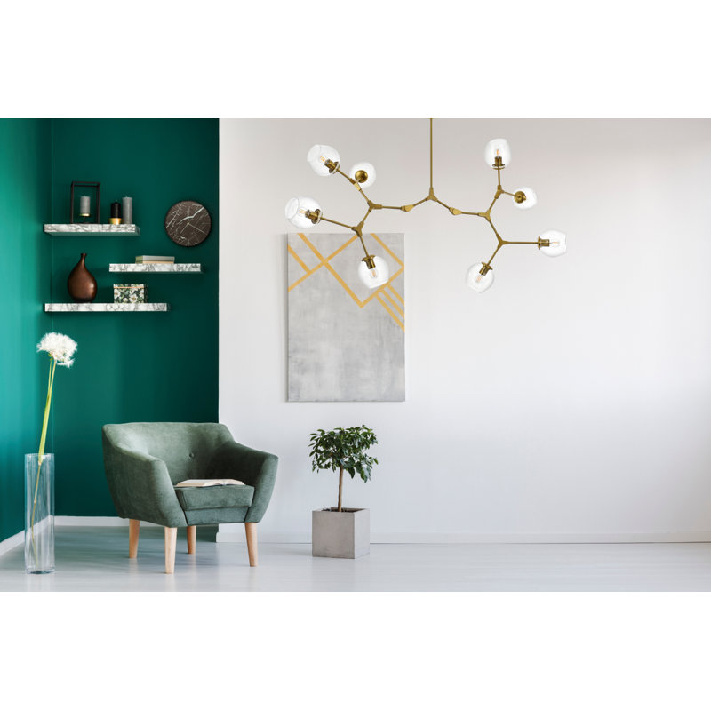 Lustre linéaire spoutnik moderne à 8 lumières Jarno, Laiton, Oui