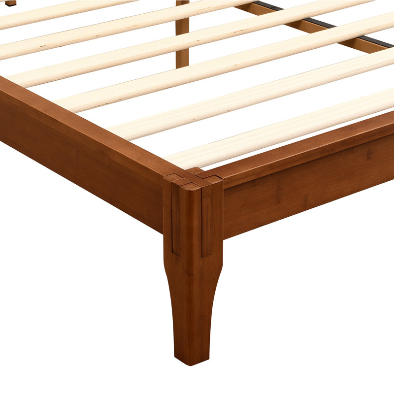 Structure de lit plateforme en bois de bambou sec de 12 pouces, avec support en lattes de bois, aucun sommier requis, assemblage facile