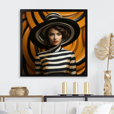 " Fashion Woman In A Stripped Dress "