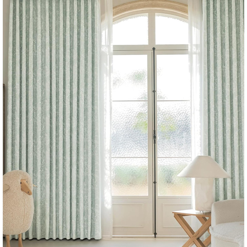 2Pcs 90in Floral Jacquard Blackout Eyelet Curtains, Thermal Room Darkening Drapes