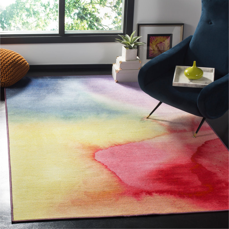Daphine Performance Machine Washable Abstract Rug, Rectangle 4'4" x 6'