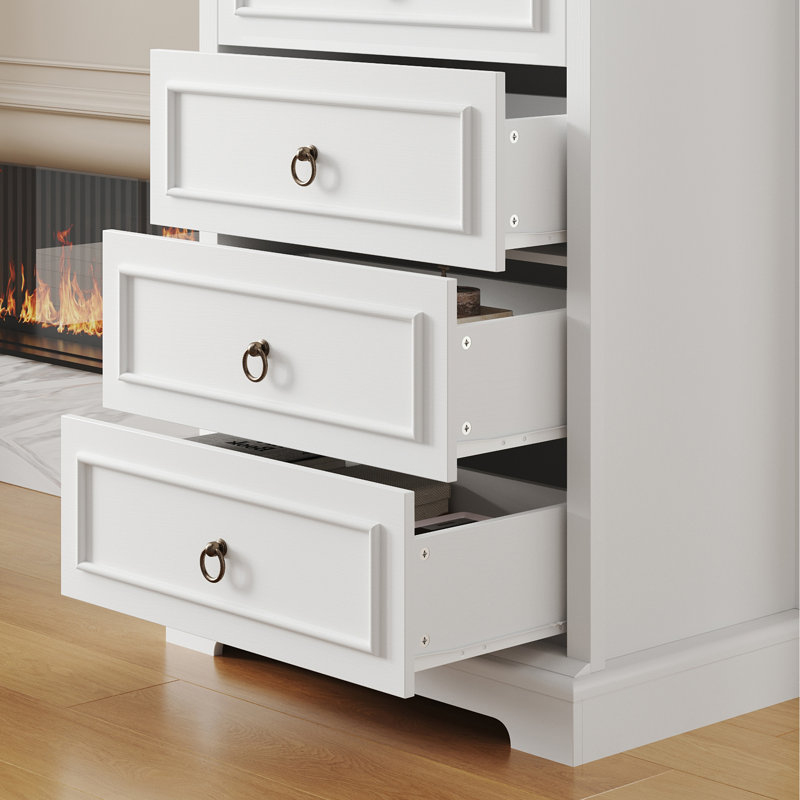 Commode 5 tiroirs Amry, Blanc