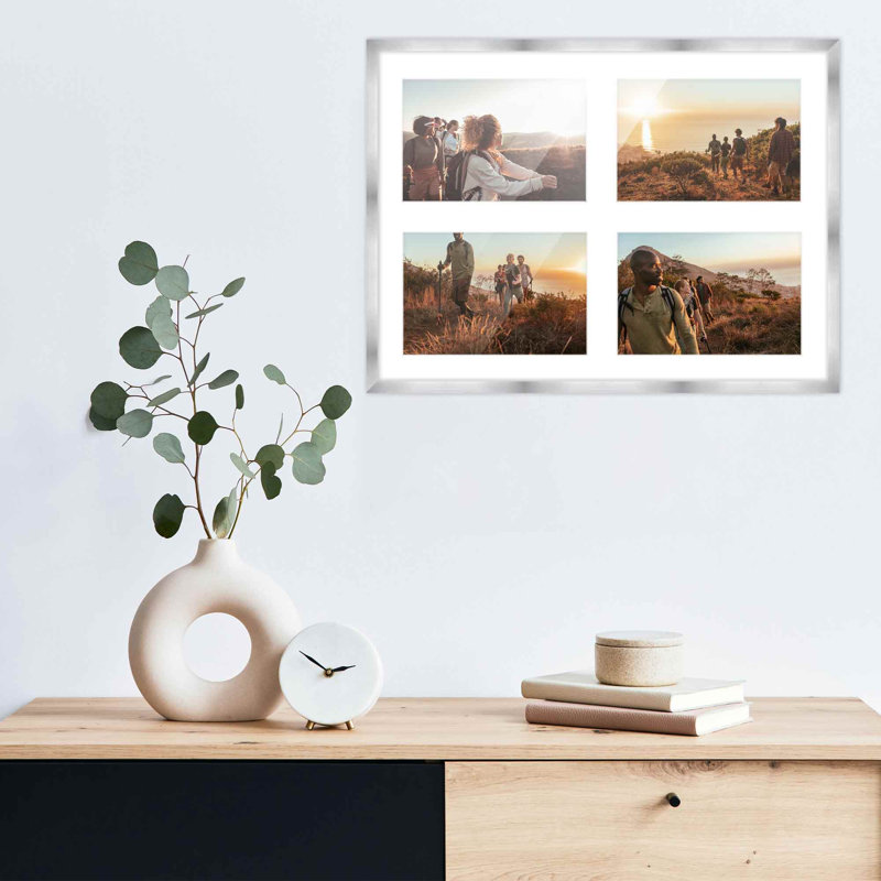 Cadre en bois, 5 po x 7 po, 12 po x 16 po, Argent/blanc