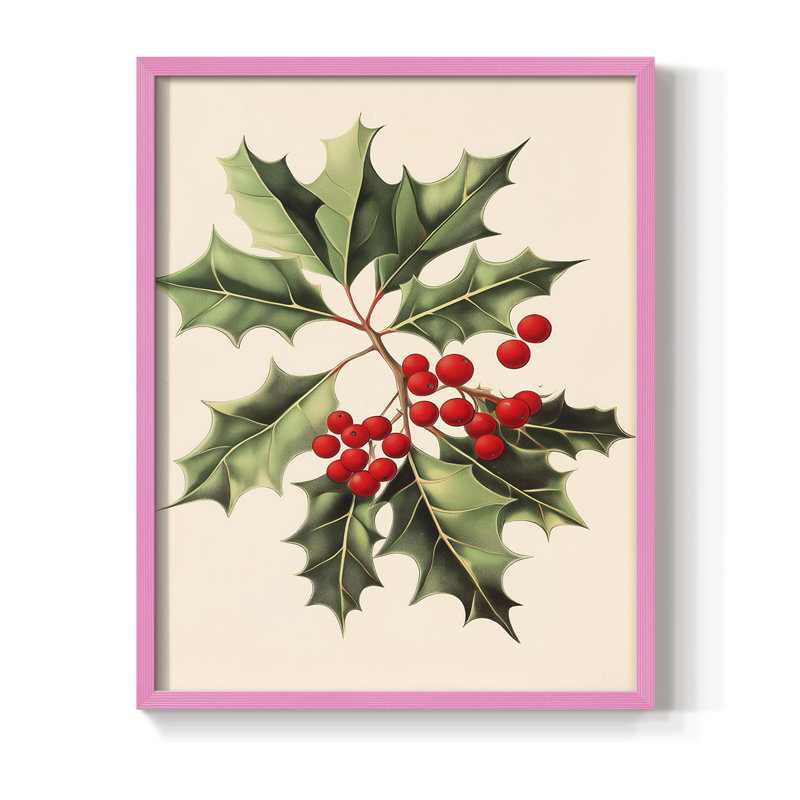 Art des Fêtes de Noël - série 2 - CCXLVI, reproduction encadrée - bois massif, H 11 po x l 9 po, Rose