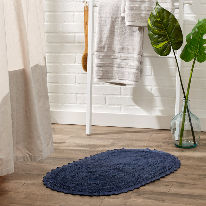 Tapis de bain crochet, l 17 po x L 24 po, Bleu