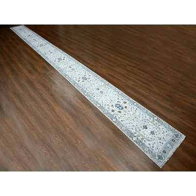 2'6" x 30'4" New Hand Knotted Grey Wool Runner Oriental Rug